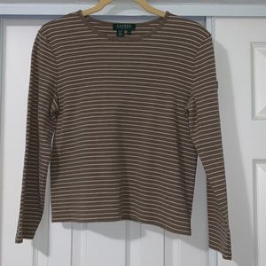 Ralph Lauren tan striped shirt.
